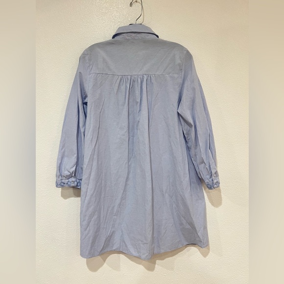 ZARA Openwork Embroidered Light Blue Mini Dress Long Sleeve Women’s Size Small - Picture 3 of 4